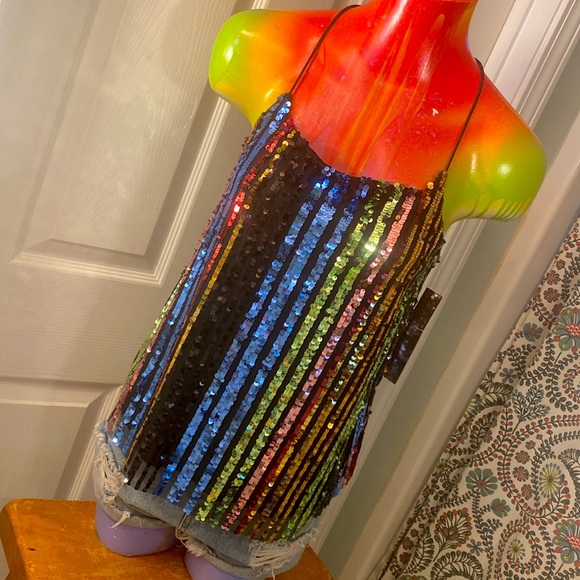 ALMOST FAMOUS NWT Sequin Party Fun Festival Shimmer Top - Picture 10 of 15